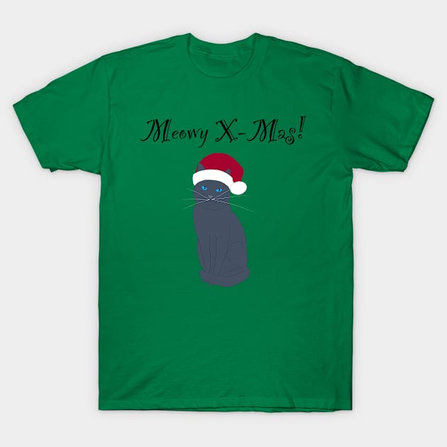 Meowy X-mas santa hat - grey T-Shirt by Lian's designs